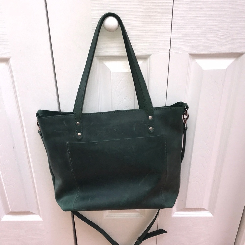 Genuine Leather Hunter Green Tote